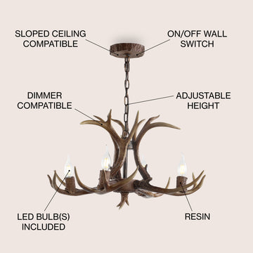 Eldora Adjustable Resin Antler LED Chandelier